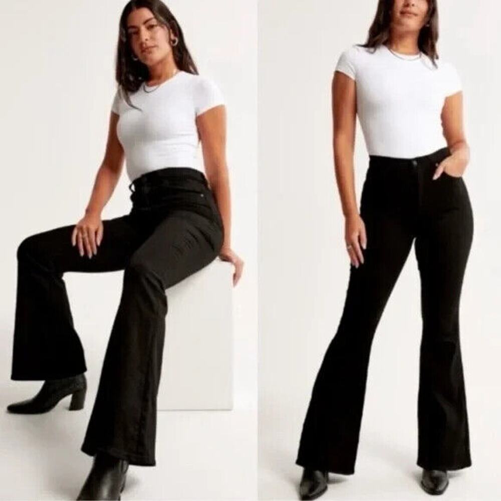 Abercrombie & Fitch Black Flare Wide-Leg Jeans
